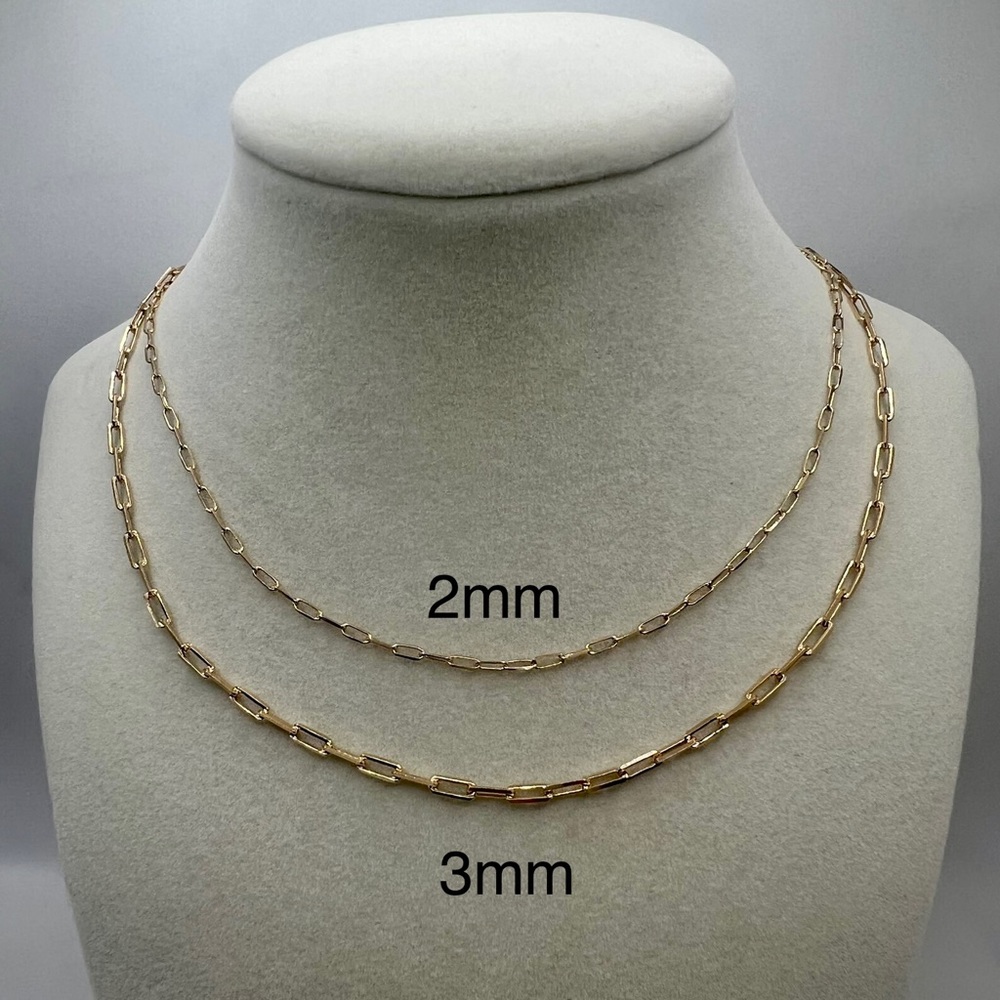 18K Gold Fill Elegant 2 mm Paper Clip Style Necklace ( 18 inches full length ) - Picture 3 of 3